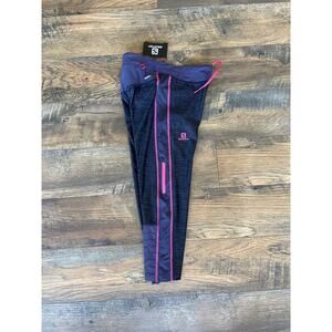 NEW Women's Salomon Elevate 3/4 Tights (XS) in Black Jacquard